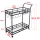 Bar Trolley with Mirror Shelves Rolling Wine and Service Trolley With Wine Rack And Glass Holder Modern Home Bar Storage Trolley Suitable for Kitchen and Restaurant